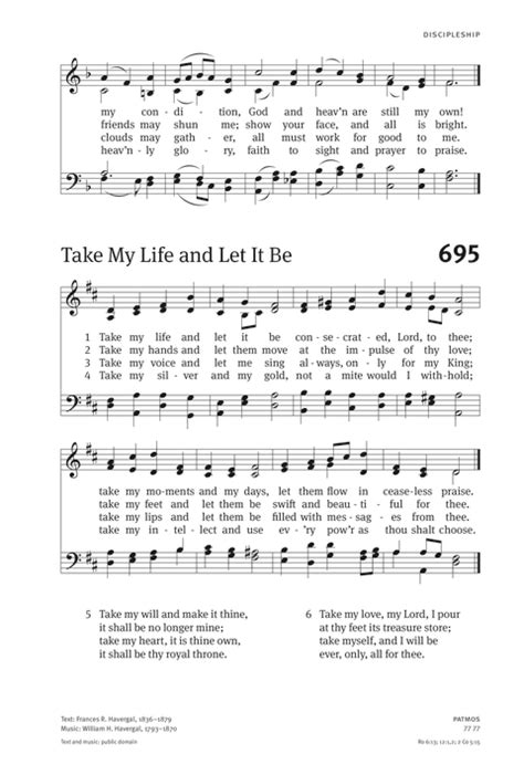 Christian Worship Hymnal 695 Take My Life And Let It Be