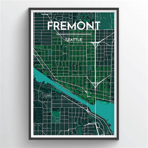 Fremont Seattle City Map Art Prints High Quality Custom Made Art