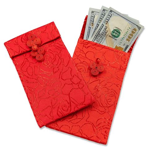 Chinese Silk Red Envelopes 3 Piece Lunar New Year Hongbao Red Money