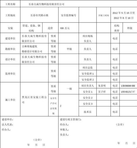 建设工程安全技术措施备案登记表 1word文档在线阅读与下载无忧文档