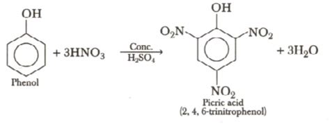 How will you convert phenol to picric acid Write the relevant equation