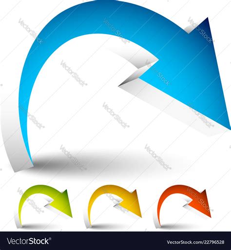 Curved Bent Colorful Arrow Elements Isolated Vector Image