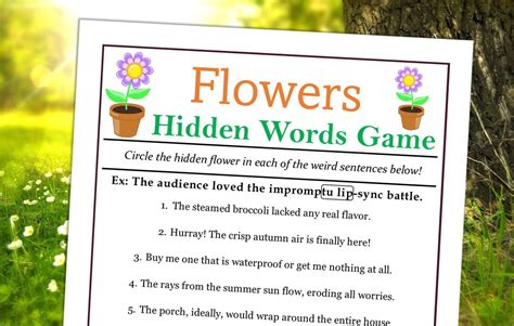 Flowers Hidden Words Game Fun Printable Activity for Spring - Etsy