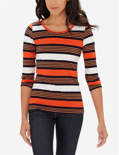 Striped 34 Sleeve Tee Womens Tops And Tees Attractive Clothing Fashion Womens Tops