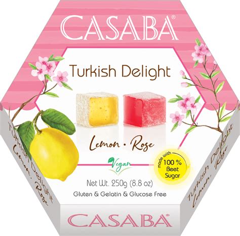 Holleys Fine Foods CASABA Turkish Delight Rose Lemon 250g