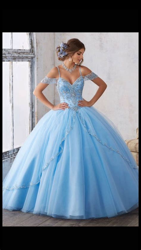 Vestido Xv Celeste Quincenera Dresses Quinceanera Dresses Pretty