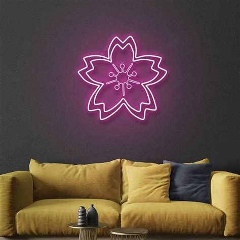 Sakura Pink Cherry Flower Flower Sign Neon Wall Decor Etsy Neon Lights For Sale Custom Neon