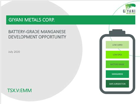 Giyani Metals Corp Emerging High Grade Manganese Opportunity