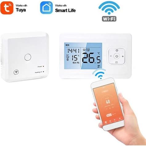 Thermostat Dambiance Intelligente Sans Fil Wifi Ecran Lcd Programmable Tuya Contrôle Commande