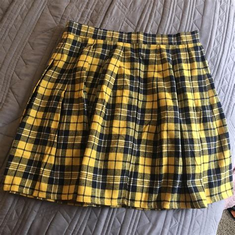 Yellow And Black Plaid Skirt Love This One But Depop