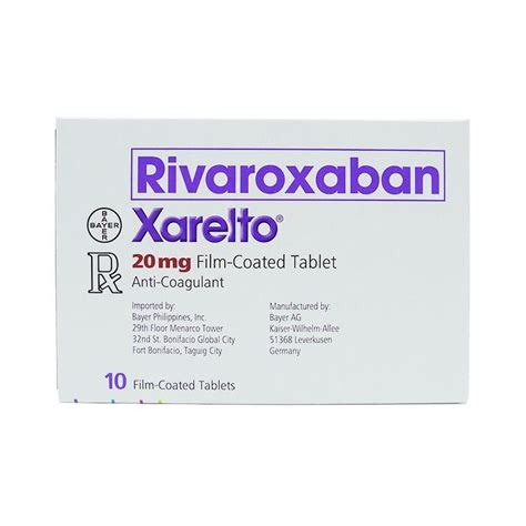 Xarelto Rivaroxaban 20mg Film Coated Tablet 1s Price In The