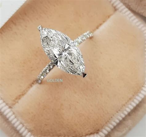 2 51 Ct Marquise Ice Crushed Cut Ring Moissanite Engagement Etsy