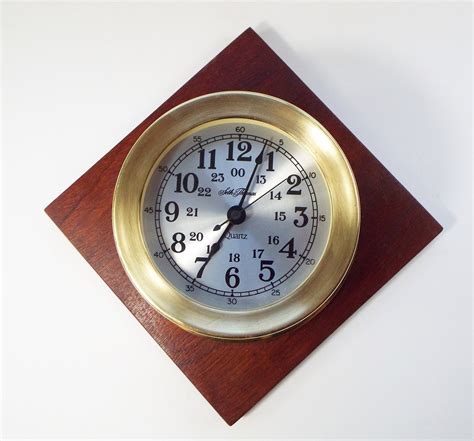 Vintage Seth Thomas Brass Quartz Ship S Clock Mounted On Wood Works Perfect Ready To Hang Etsy