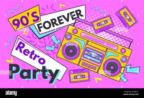 Back To 90s Retro Party Poster School Fashion Pop Music Nineties