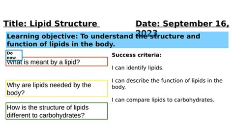 Lipid Structure | Teaching Resources