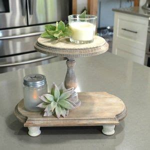 Triple Tiered Tray Farmhouse Weathered Wood Tray Farmhouse Tiered