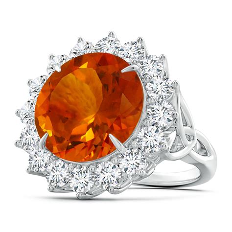 Gia Certified Round Citrine Floral Cocktail Ring