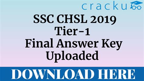 Ssc Chsl Tier Exam Final Answer Key Out Cracku