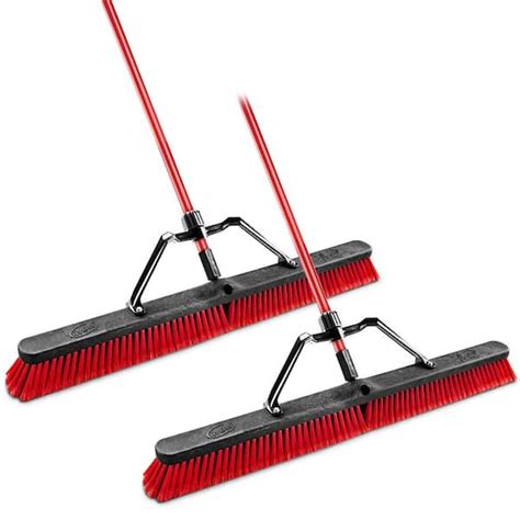 Libman 36 In Multi Surface Push Broom Set With Brace And Handle 2 Pack 1731 The Home Depot