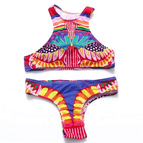 Dd Mm Aztec High Neck Bikini Set Biquini Bodycon Junior Brazilian