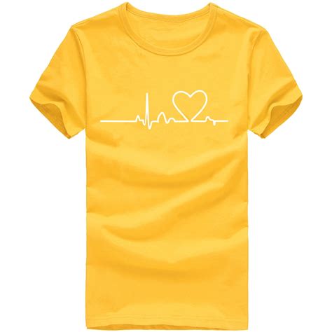 Vekdone Heartbeat Graphic Tee For Women 2024 Clearance Summer Short Sleeve Crewneck Blouse