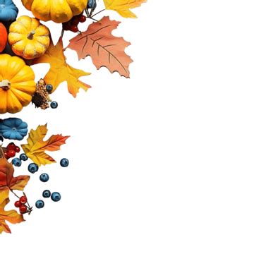 Autumn Composition Leaves Berries Pumpkin On Blue Backdrop Thanksgiving