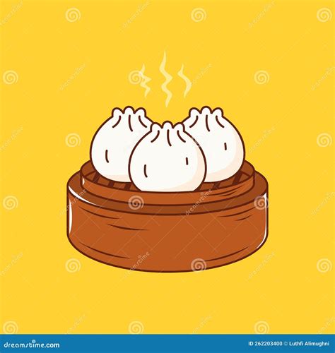 Chinese Cuisine Dim Sum Illustration In Cartoon Style Stock Vector