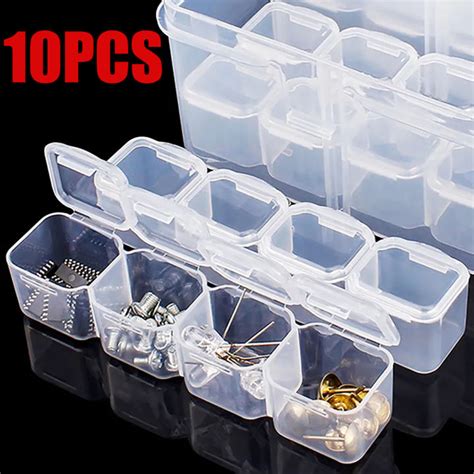 10Pcs Mini Plastic Box Transparent Square Storage Container Case