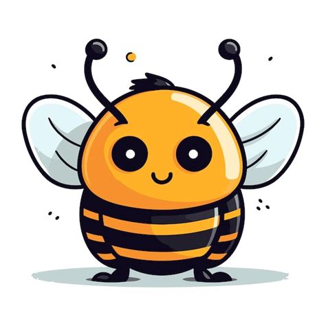 Ilustración de vector de abeja de dibujos animados lindo aislado sobre