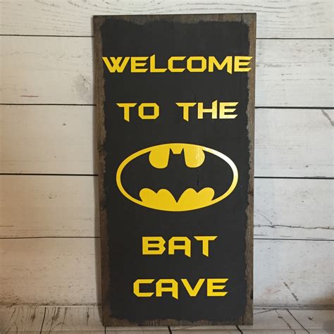 Bat Cave Sign Batcave Batman Room Decor Man Cave Decor