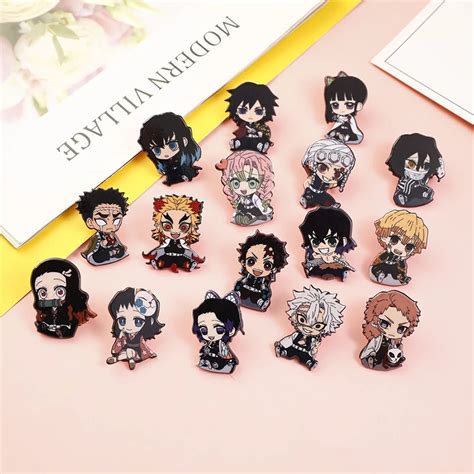 Broche acrílico de alfileres de Demon Slayer Broche Kawaii de Kimetsu