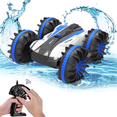 ALLCACA 2 4G RC Car Boat Land Water RC Stunt Car Double Sided Remote