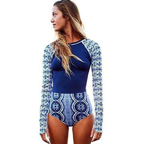 Sexy Printed Rash Guards Long Sleeve Swimsuits Slim Wetsuits Hot Women