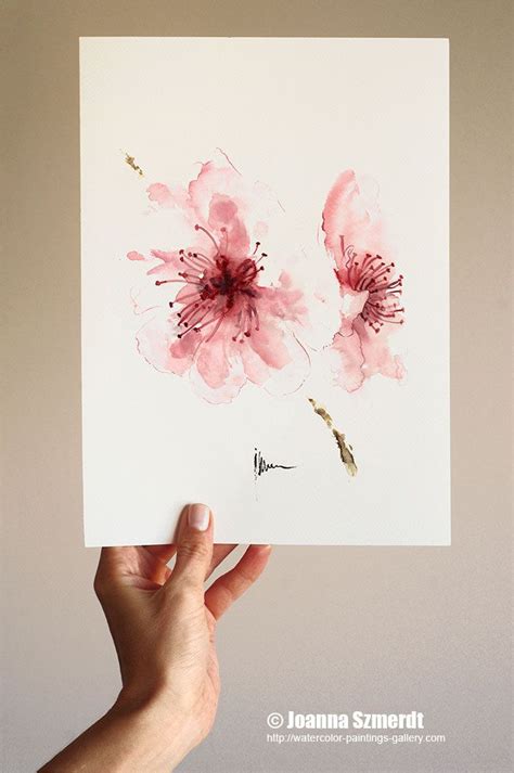 Aquarelle De Fleurs De Cerisier Fleur Rose Minimaliste Peinture