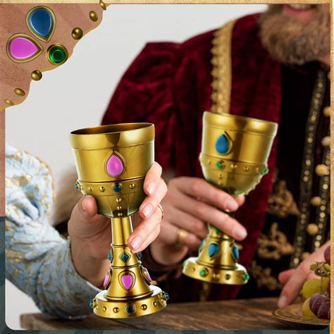 Suclain Medieval Molded Crown Goblets 8 Oz Gold Jeweled