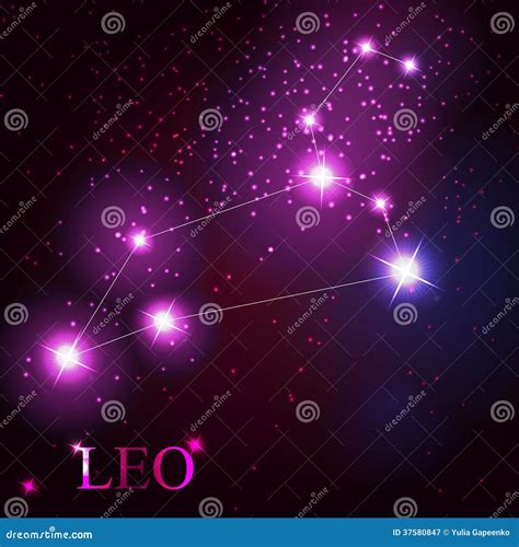 Leo Zodiac Sign Of The Beautiful Bright Stars Stock Vector