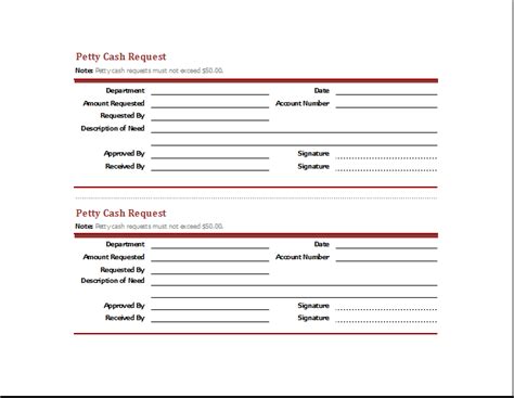 Petty Cash Request Slip Template for Excel | Download File