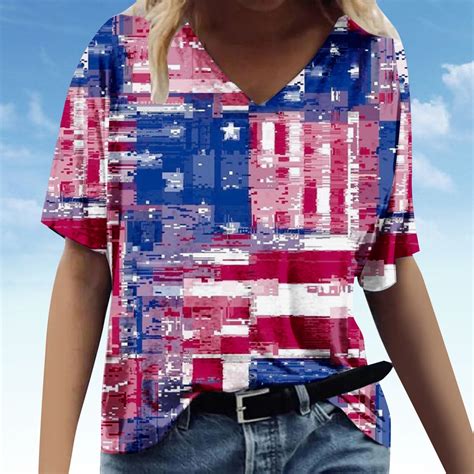 Selone Usa Themed Womens Shorts Red White Blue Clothing Casual Loose