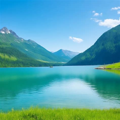 Premium Ai Image Summer Scenery Of Mountain Landscape With Clear