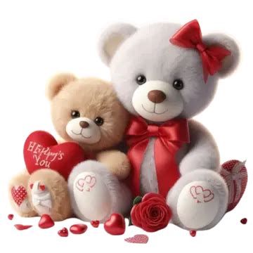 Acuarela Lindo Osito De Peluche Amor Set Día De San Valentín Con