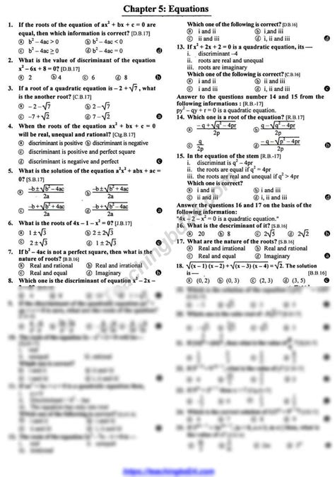 SOLUTION Ssc English Version Higher Mathematics 5th Chapter Mcq Note