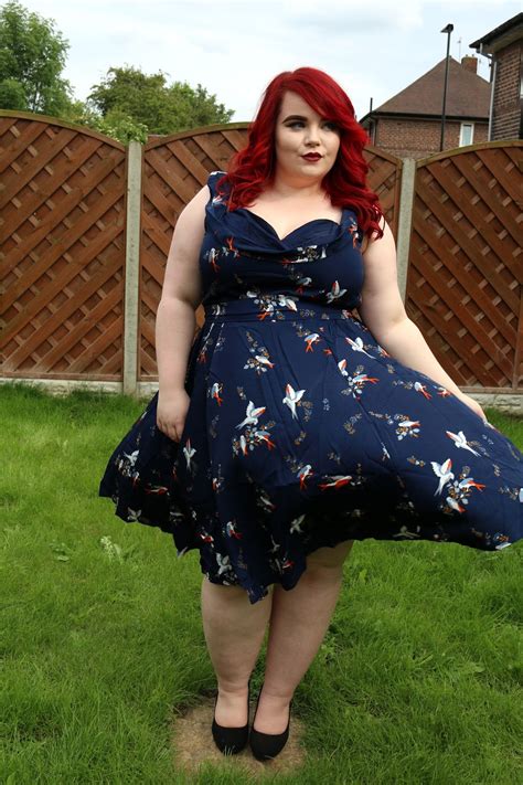 Bbw Couture Plus Size Navy Blue Swallow Floral S Vintage Party