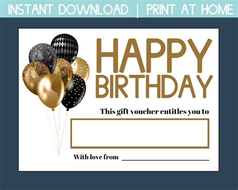 Birthday Gift Certificate Printable, Blank Gift Certificate, Gift ...