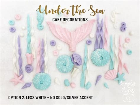 56 Edible Under The Sea Mermaid Tail Fondant Cake Topper Kit Etsy