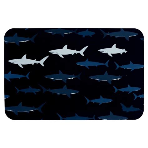 Sharks Black White Painted Shower And Bathtub Mat 20x31 In Long