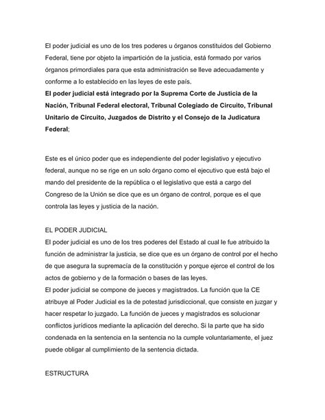 Estructura Y Funcionamiento Del Poder Judicial Federal Pdf