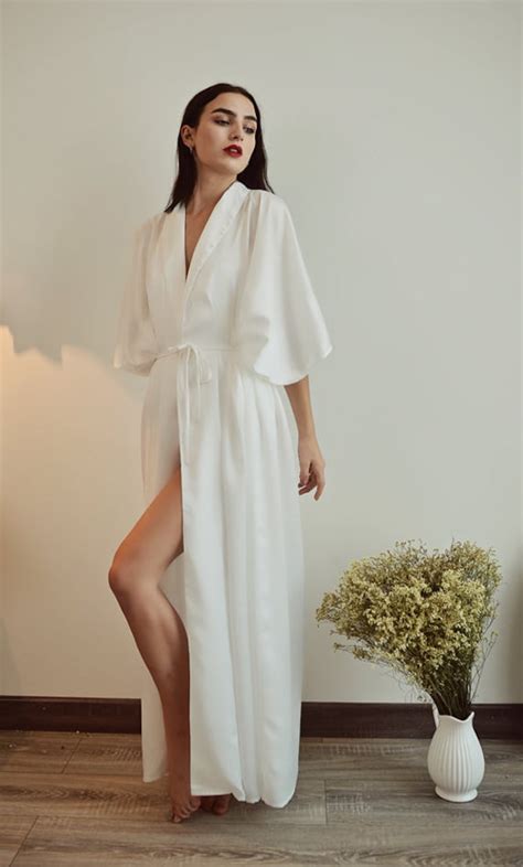 Long White Silk Robe