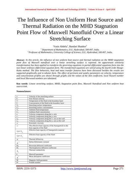 PDF The Influence Of Non Uniform Heat Source And Thermal Radiation