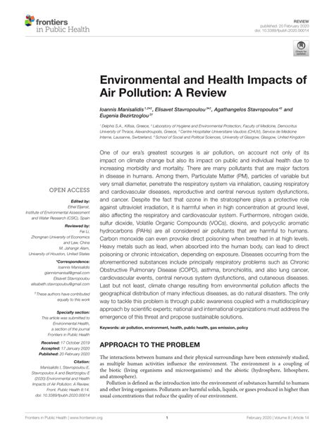 Pdf Environmental And Health Impacts Of Air Pollution A Review