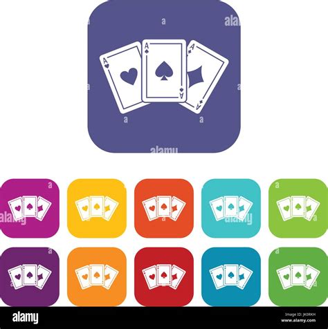 Three Aces Playing Cards Icons Set Stock Vector Image Art Alamy